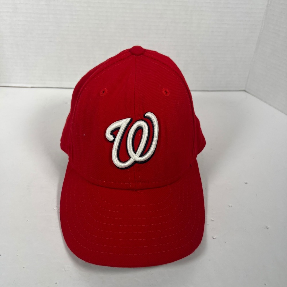 New Era Washington Nationals 59FIFTY Fitted Hat Red MLB Size 7 1/8 57cm VTG